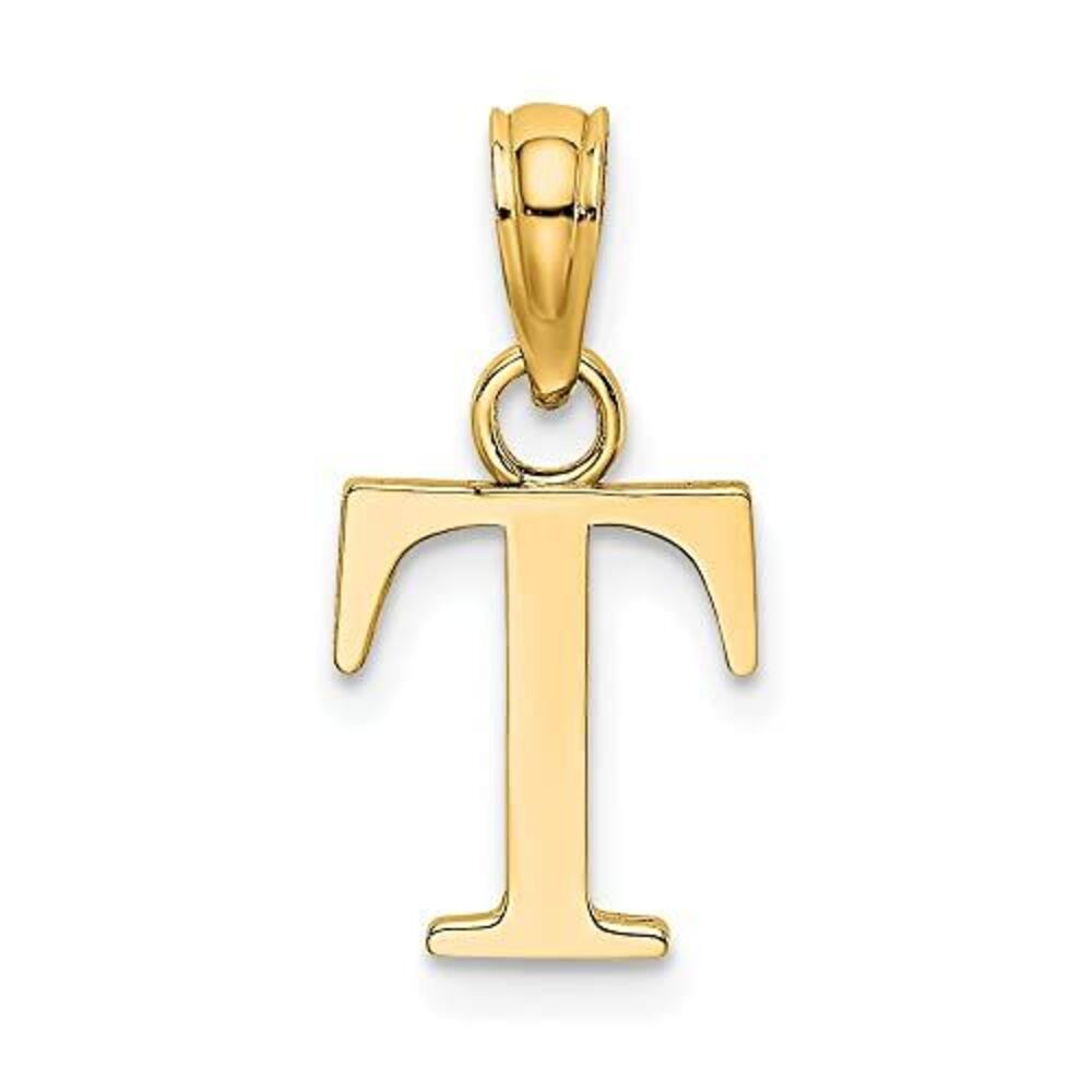 10k Yellow Gold Polished T Block Initial Charm - image 5